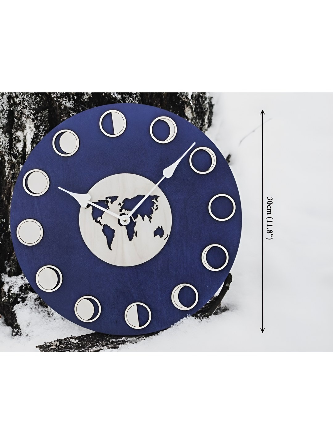 

QEZNEF Blue Analogue Wooden Contemporary Wall Clock