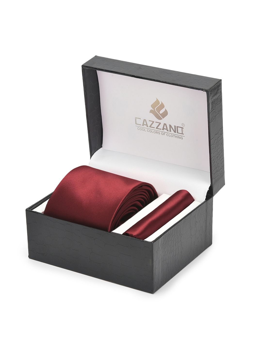 

Cazzano Men Accessory Gift Set Of Tie and Pocket Square, Maroon