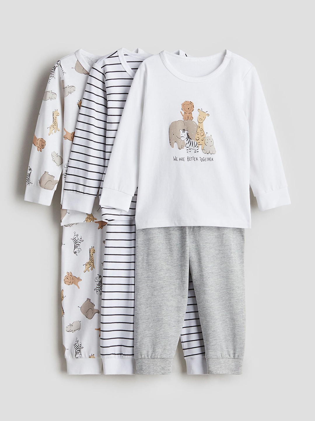 

H&M Boys Pack Of 3 Printed Night Suits, Grey