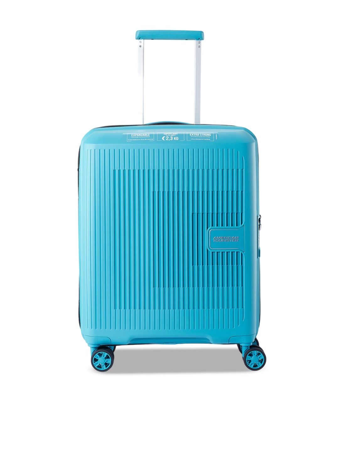 

American Tourister Unisex Aerostep Textured Hard-Sided Small Cabin Spinner Trolley Bag, Turquoise blue