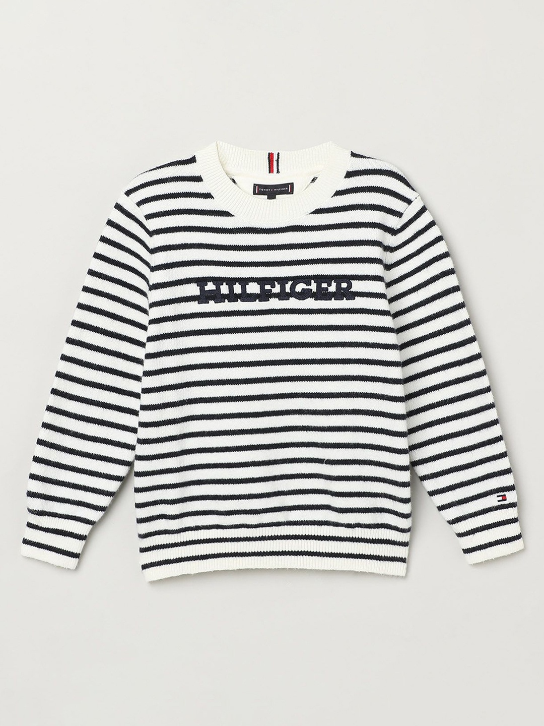 

Tommy Hilfiger Boys Cotton Striped Pullover Sweaters, Black