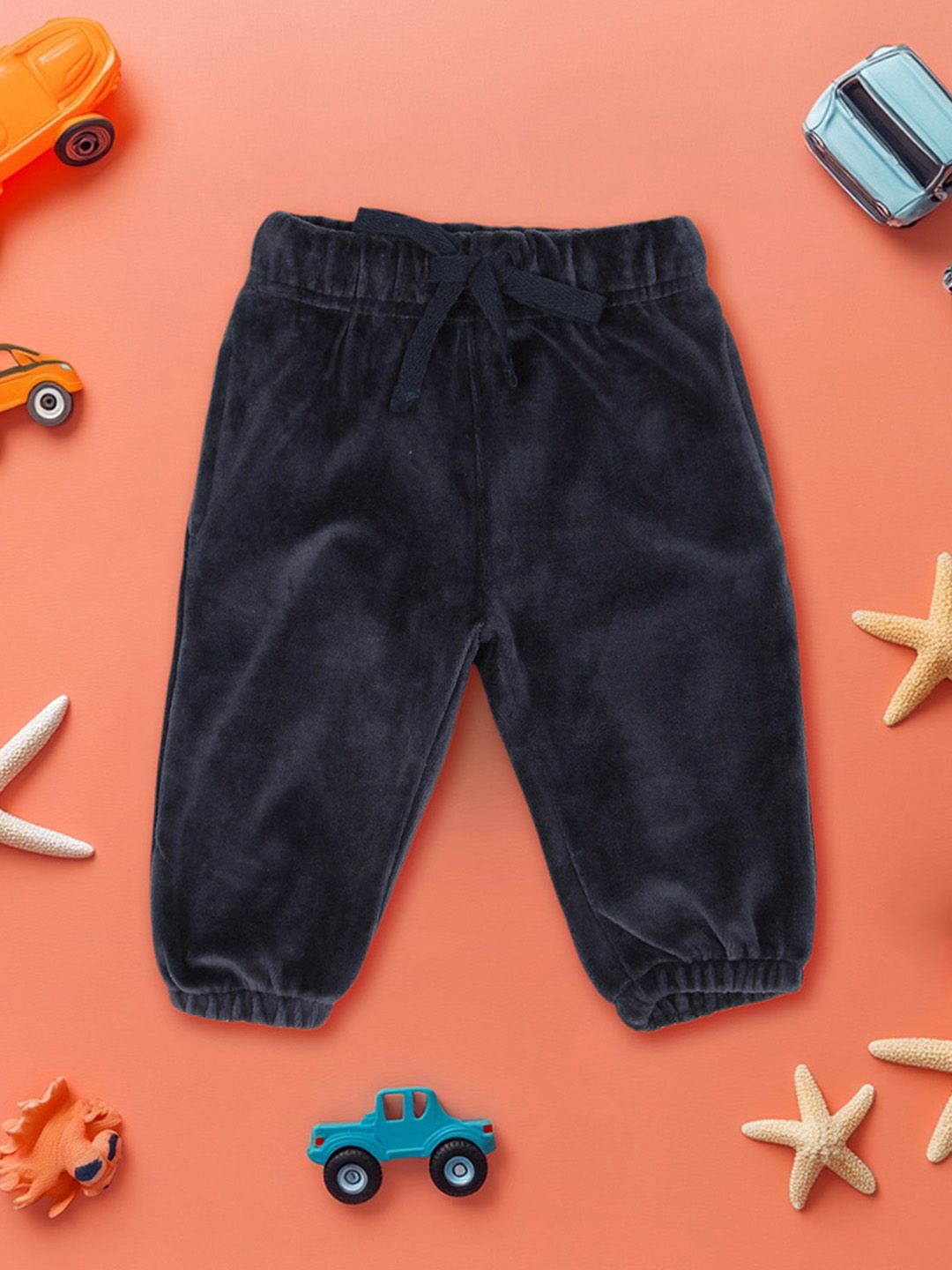

INCLUD Infant Girls Elasticated Waist Velvet Joggers, Navy blue