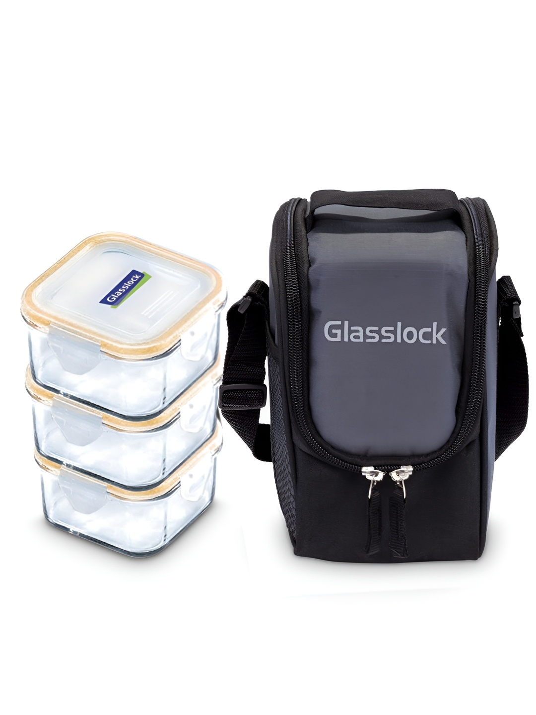 

Glasslock Transparent 3 Pieces Glass Microwave Safe Lunch Box 400ml