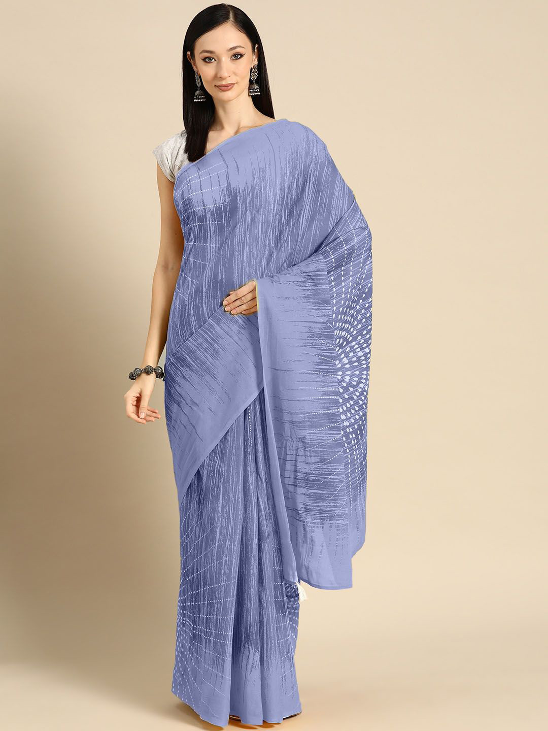 

BUTA BUTI Abstract Printed Pure Cotton Saree, Blue