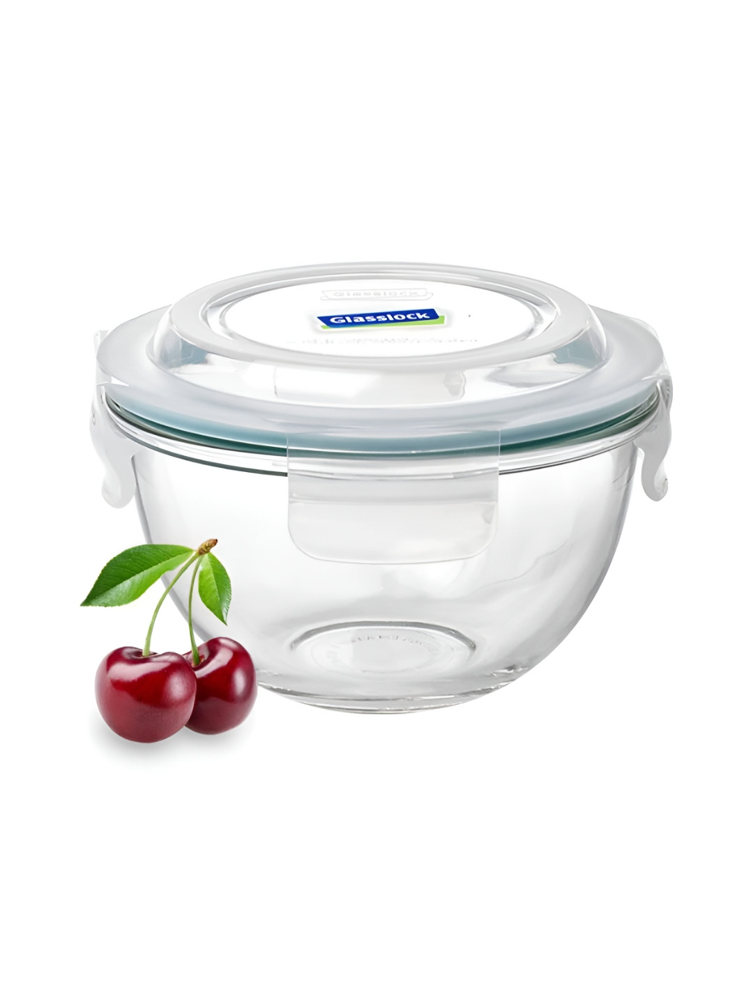 

Glasslock Transparent & Blue Glass Microwave Safe Fridge Container 380ml