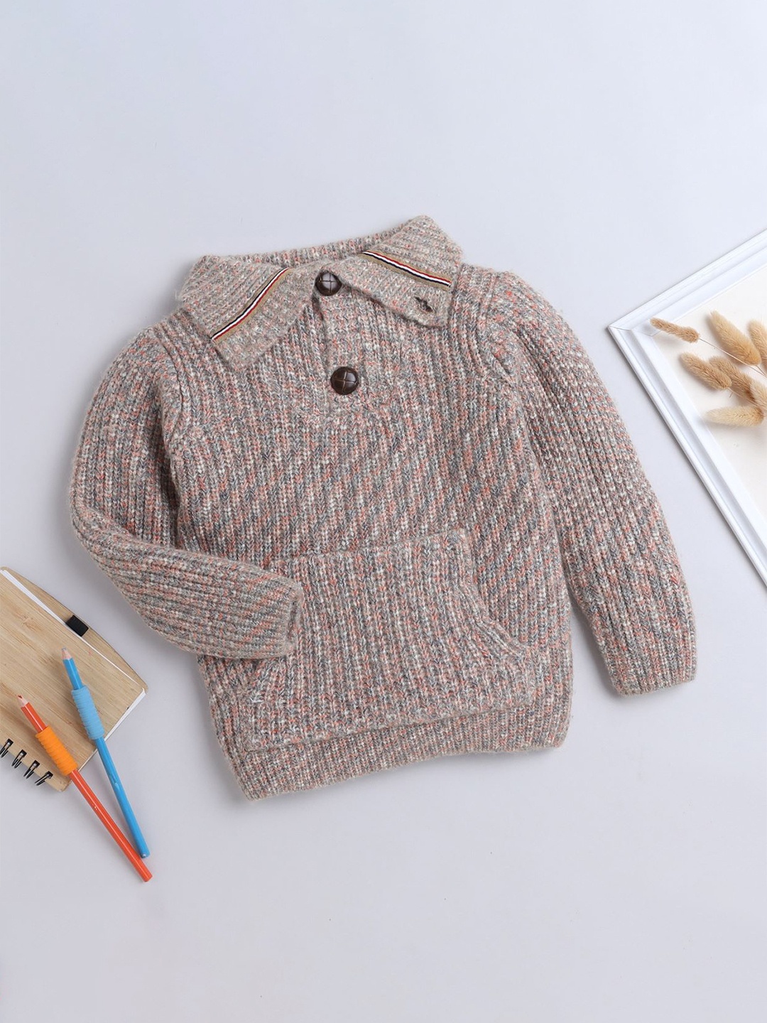 

Yellow Apple Girls Cable Knit Pullover, Grey