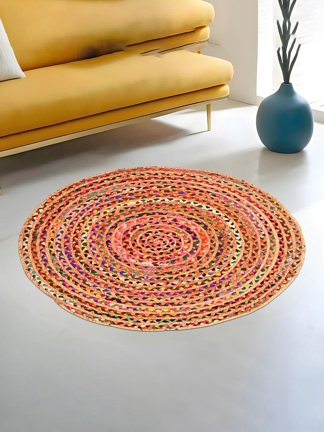 

Kuber Industries Yellow & Pink Striped Anti-Skid Carpet