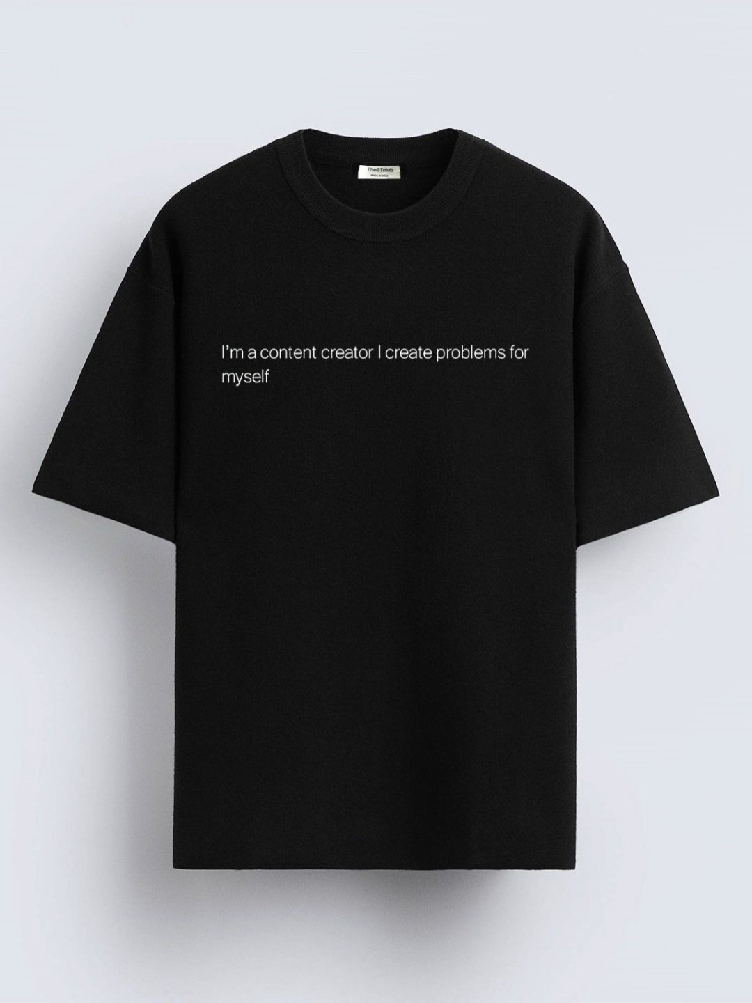 

TheBTclub Men Activchill Typography Printed Round Neck Cotton Oversized T-shirt, Black