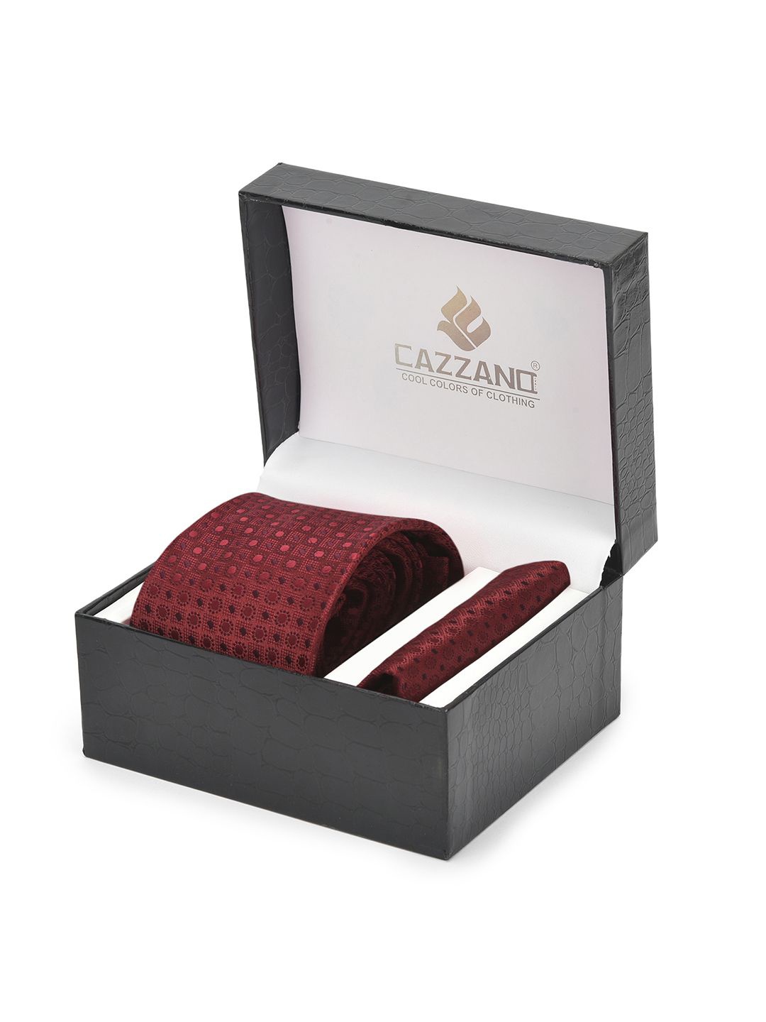 

Cazzano Men Accessory Gift Set Of Tie and Pocket Square, Maroon