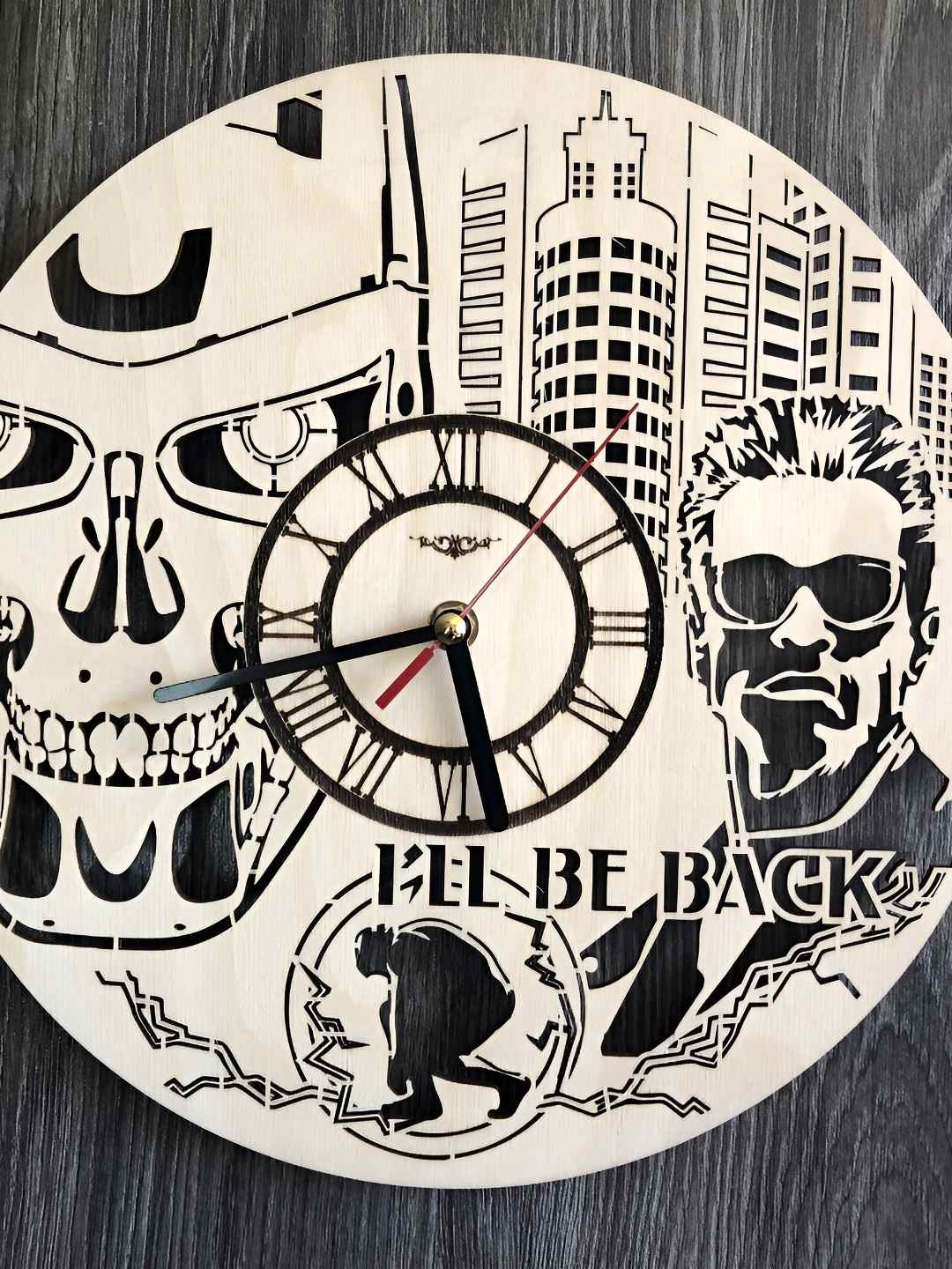 

QEZNEF Beige & Black Printed Round Analogue Wooden Wall Clock Without Glass
