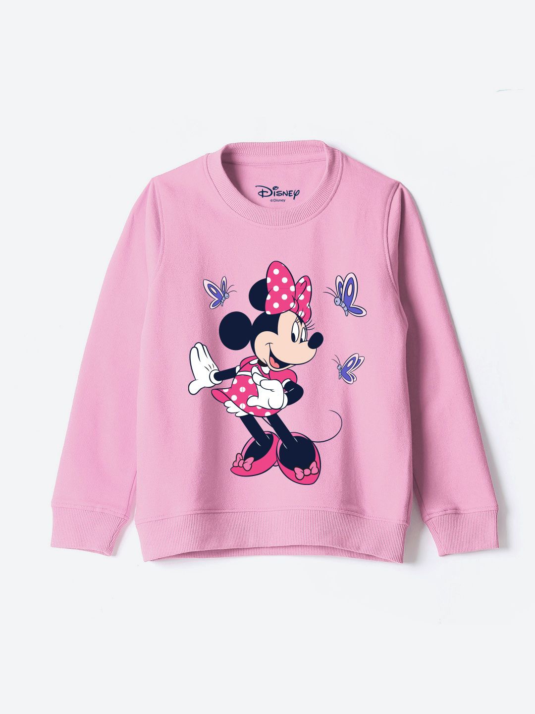 

YK Disney Girls Graphic Printed Round Neck Cotton Pullover Sweatshirt, Pink