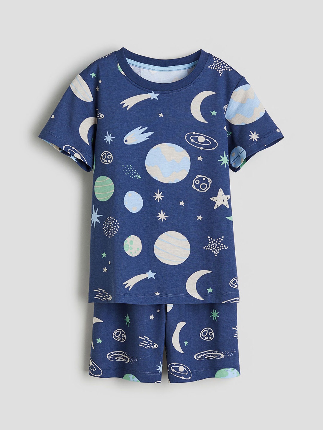 

H&M Boys Printed Cotton Night Suits, Blue