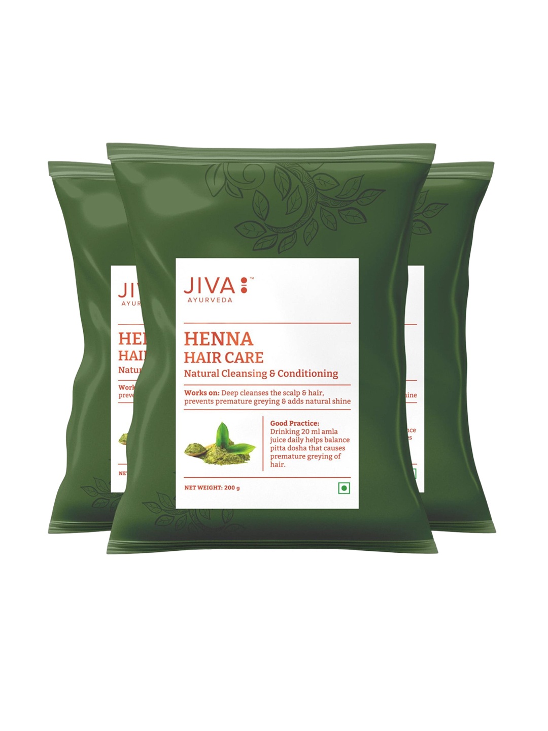 

Jiva Set Of 3 Henna Hair Care - 200g Each, Green