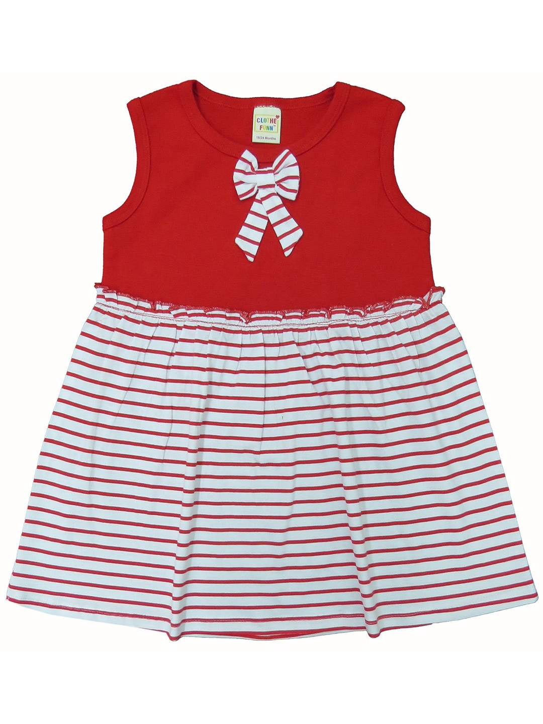 

Clothe Funn Girls Striped A-Line Dress, Red