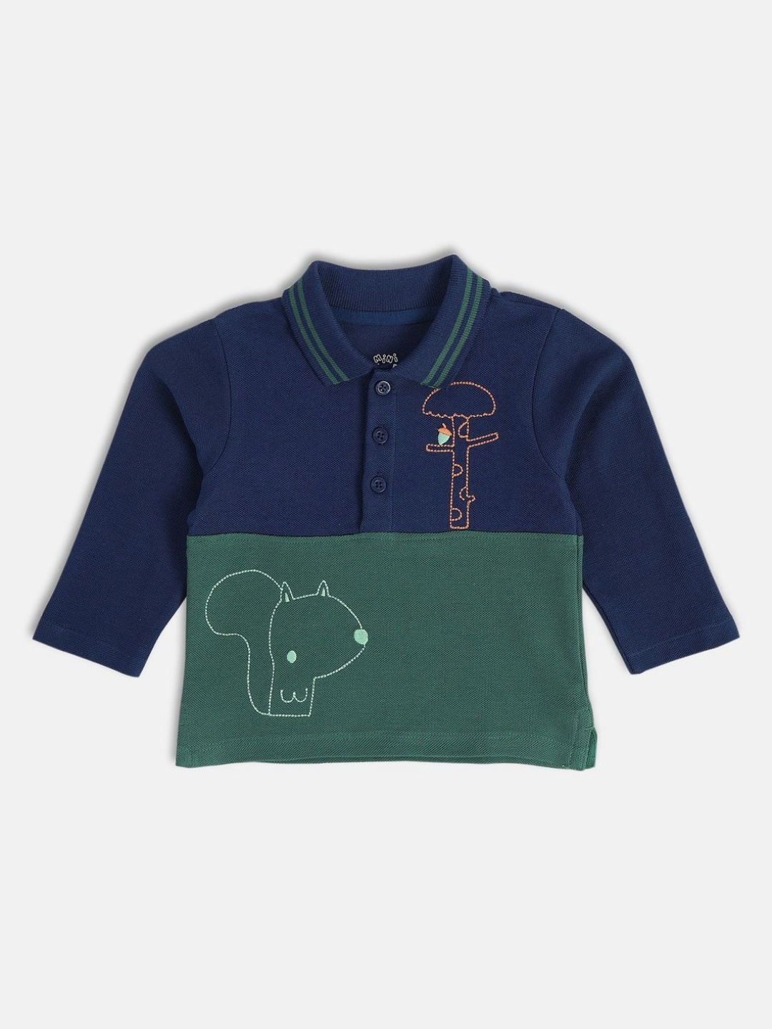 

MINI KLUB Boys Colourblocked Polo Collar Cotton T-shirt, Navy blue