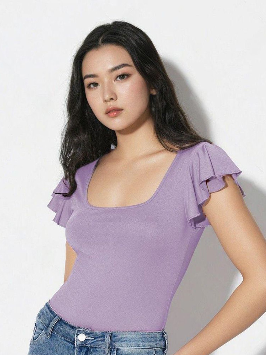 

Kotty Women Solid Scoop Neck Top, Purple