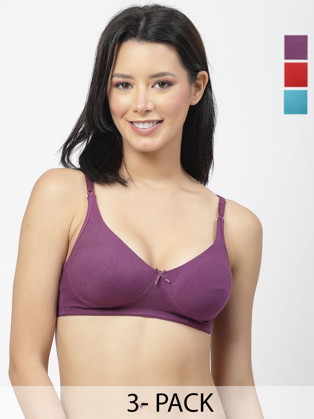 

SHYAM SONS FLAIR Women Pack Of 3 Non-Wired Non Padded Full Coverage Bra, Purple