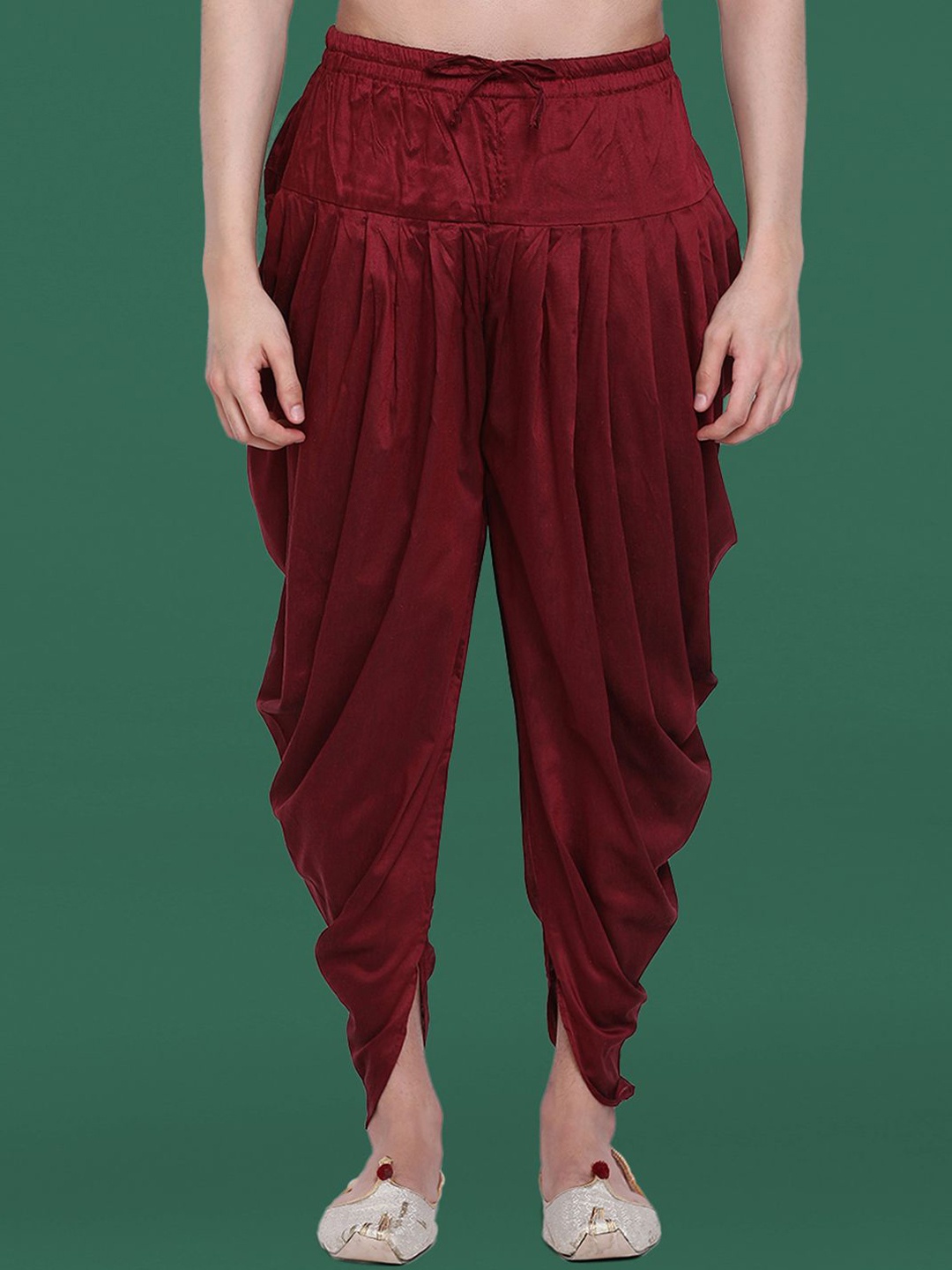 

Sangria Mid Rise Pleated Dhoti, Maroon