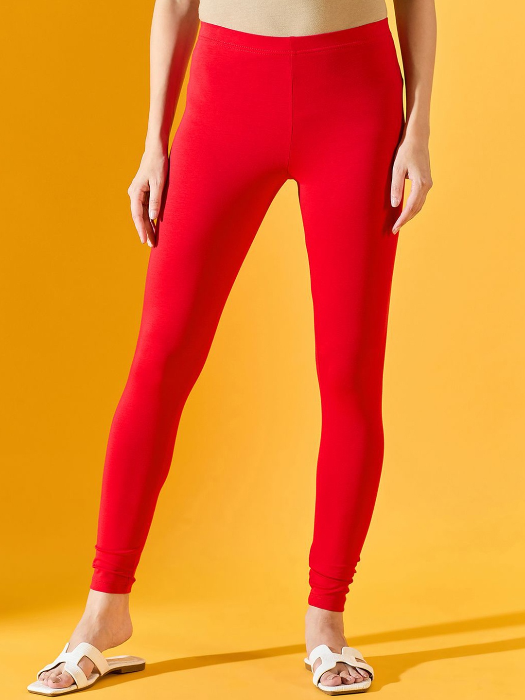 

98 Degree North Women Mid-Rise Ankle-Length Leggings, Red