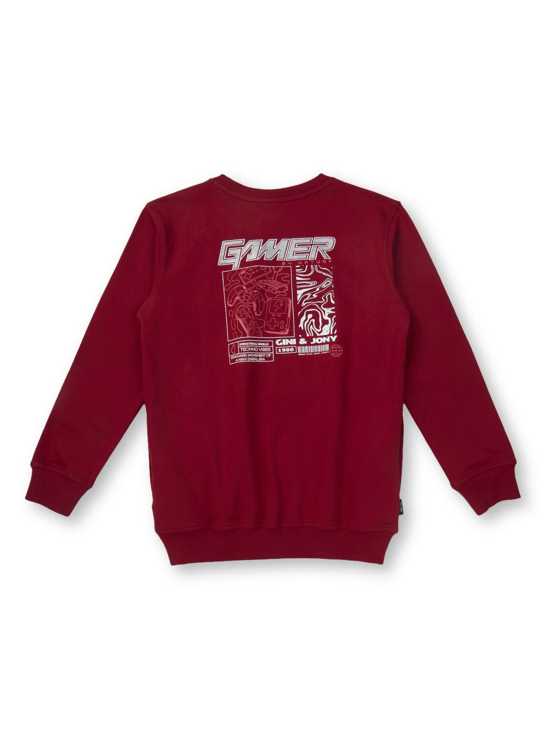 

Gini and Jony Boys Graphic Printed Round Neck Cotton Pullover Sweatshirt, Red