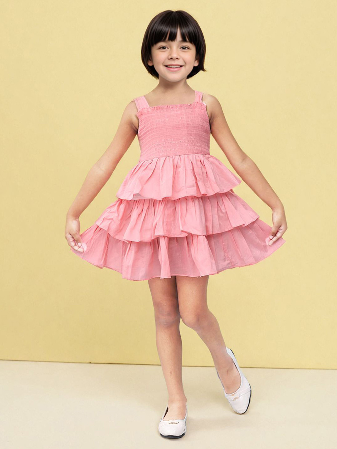 

Toonyport Girls Solid Fit & Flare Casual Mini Dress, Pink