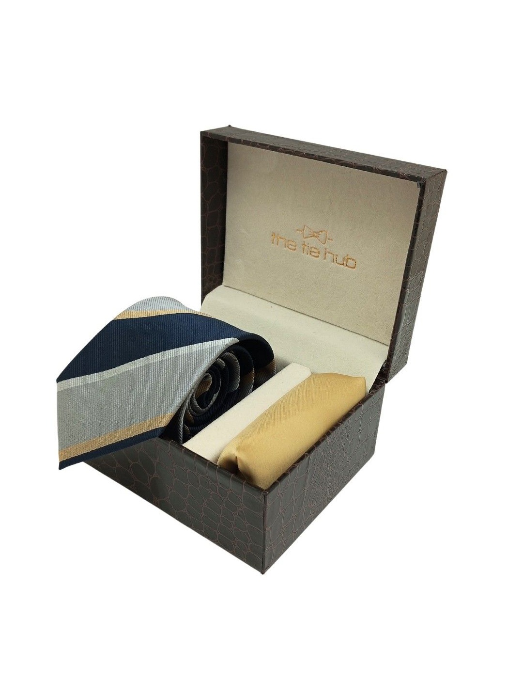 

The Tie Hub Men Accessory Gift Set Of Tie & Pocket Square, Grey