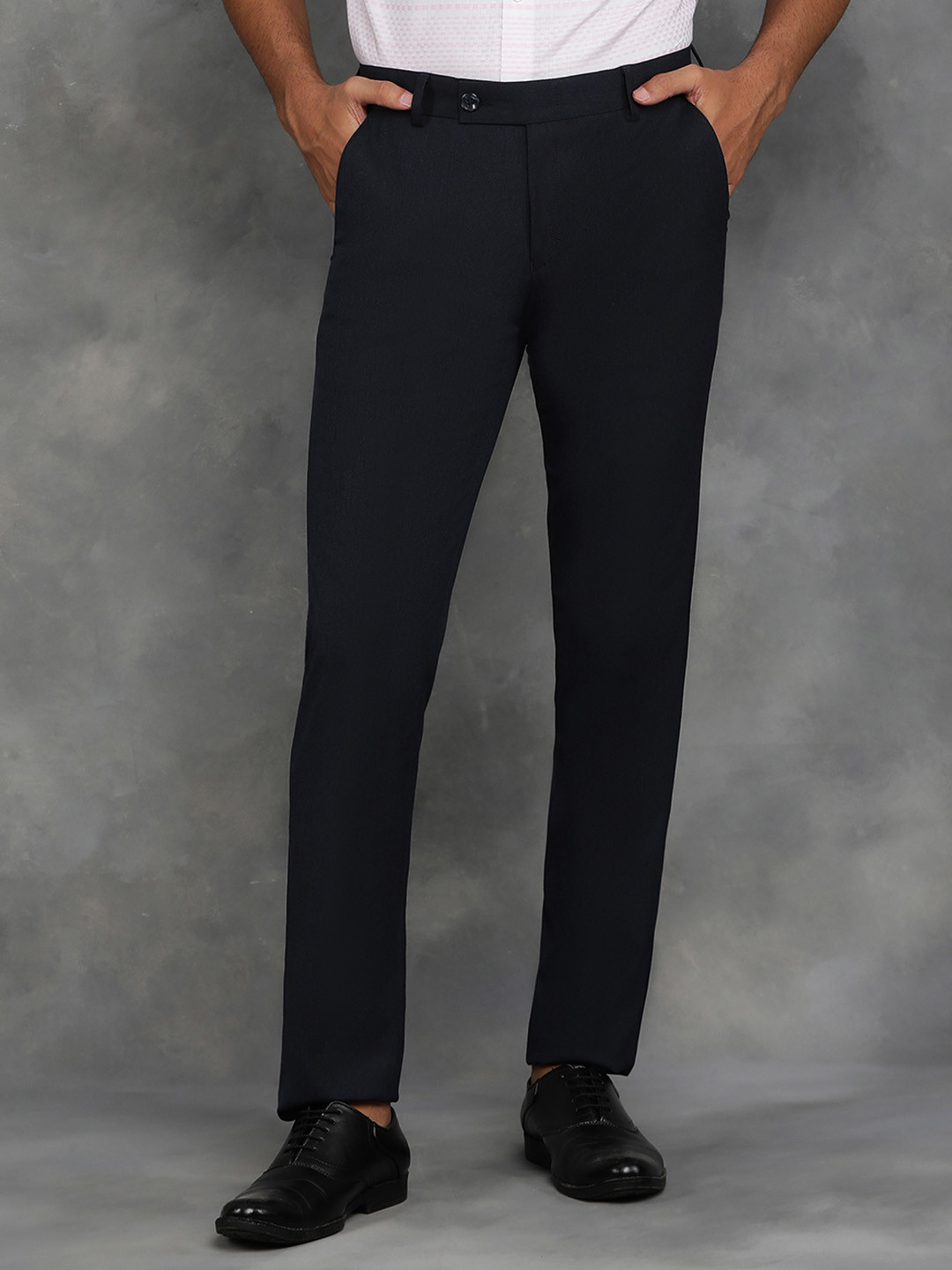 

JB STUDIO Men Slim Fit Solid Formal Trouser, Navy blue