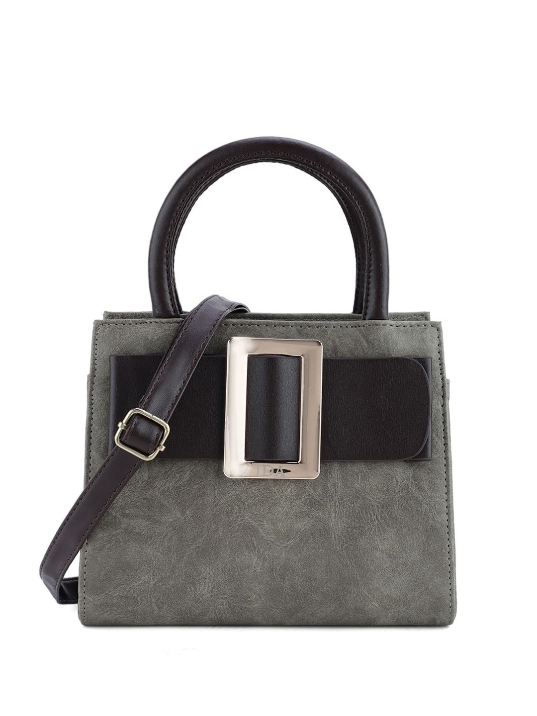 

IDA Colourblocked Buckle Detail PU Handheld Bag, Grey