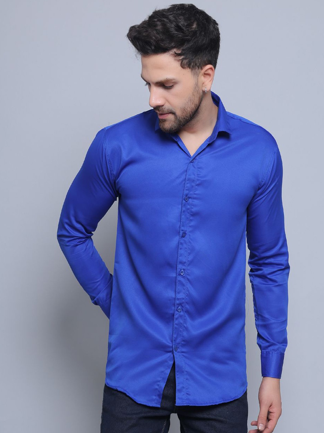 

CRAFT HEAVEN Men Spread Collar Solid Cotton Casual Shirt, Blue