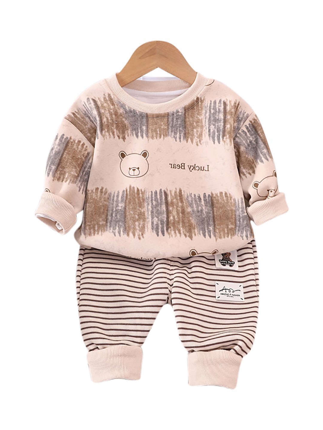 

StyleCast x Revolte Kids Abstract Printed Pure cotton T-Shirt with Pyjama, Brown