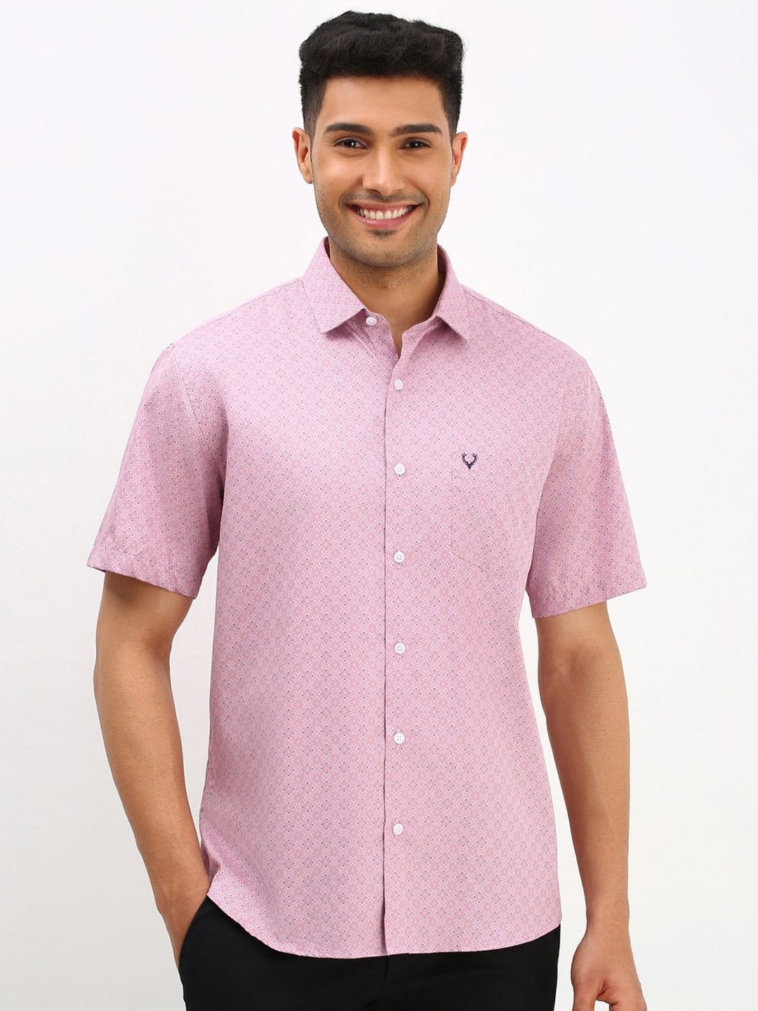 

Allen Solly Men Spread Collar Micro Ditsy Printed Cotton Slim Fit Casual Shirt, Pink