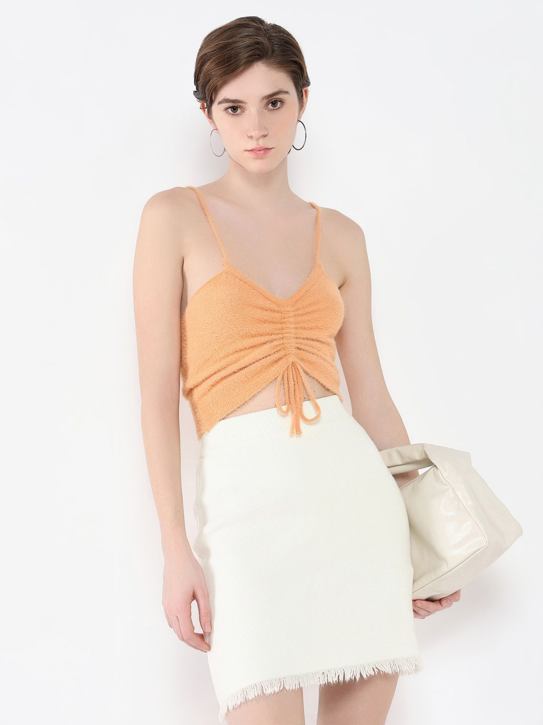 

SHOWOFF Women Self Design Shoulder Straps Acrylic Top, Orange