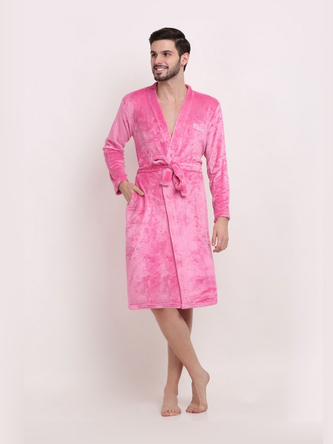 

KLOTTHE Woollen Bath Robe With Belt, Pink