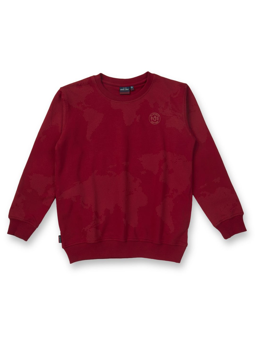 

Gini and Jony Boys Abstract Printed Round Neck Cotton Pullover Sweatshirt, Red