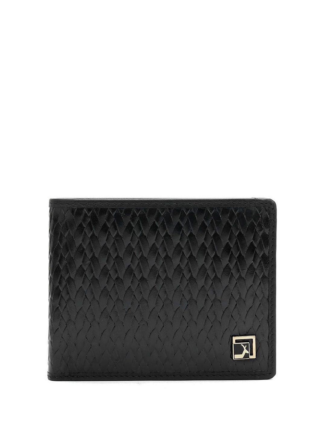 

Da Milano Men Textured Leather Two Fold Wallet, Black