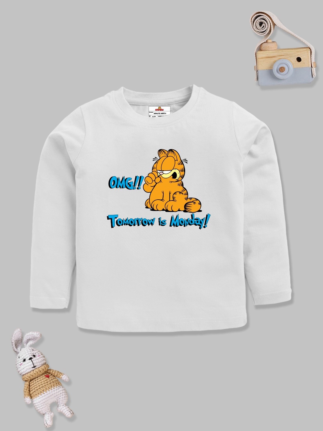

YK X Minute Mirth Boys Garfield Printed Pure Cotton T-shirt, White