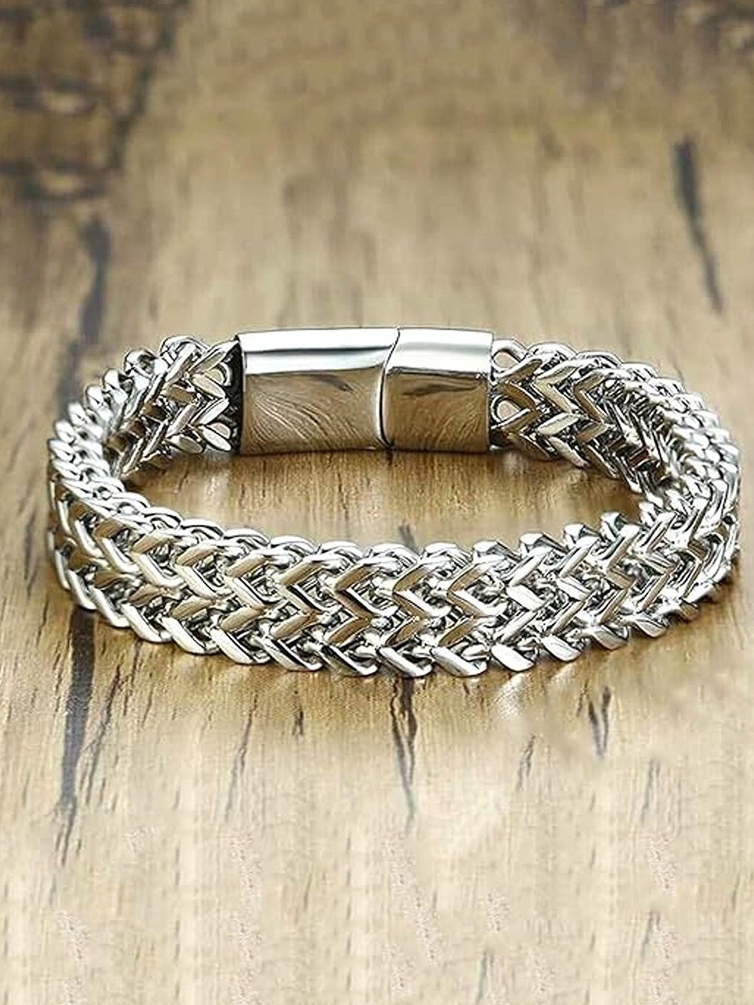 

Heer Collection Men Stainless Steel Link Bracelet, Silver