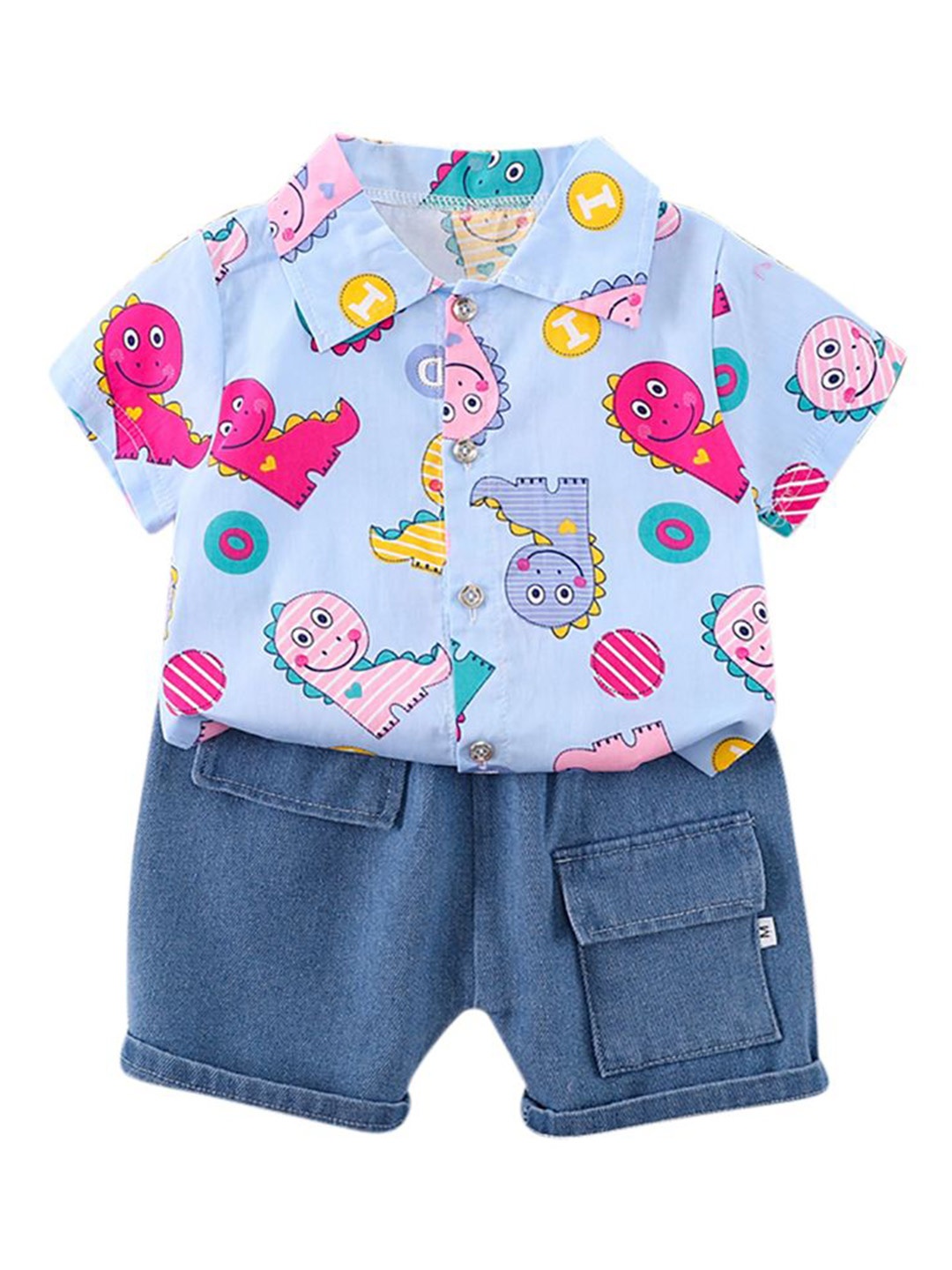 

StyleCast x Revolte Kids Blue & Yellow Printed Pure Cotton Shirt with Shorts