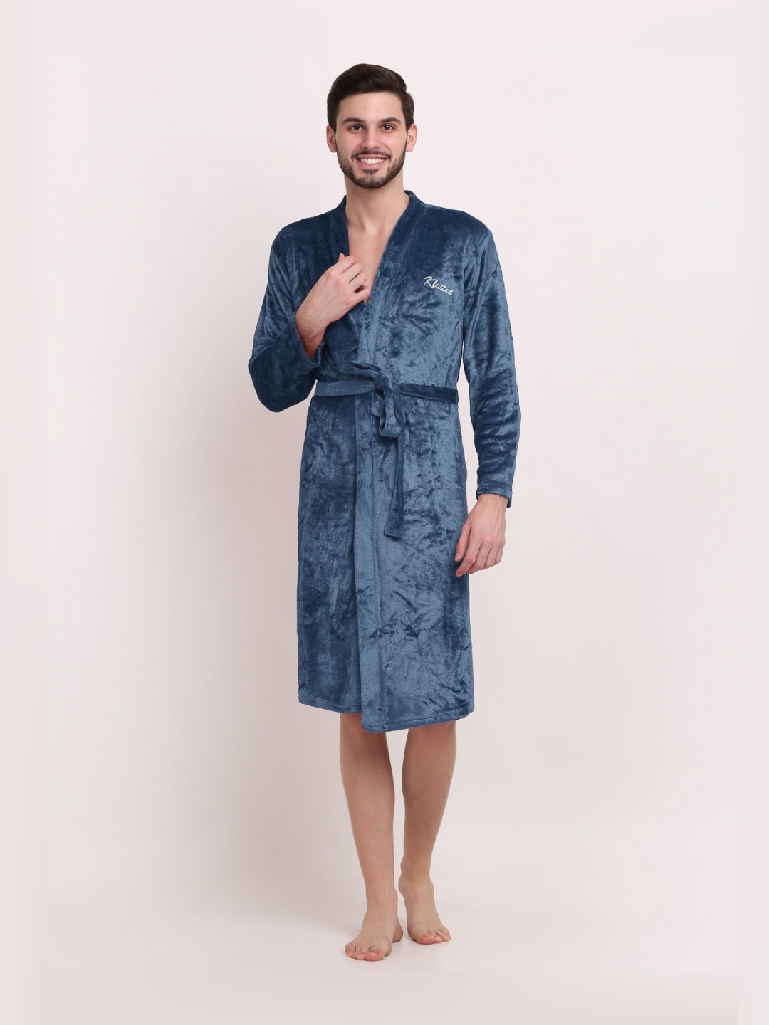 

KLOTTHE Woollen Bath Robe With Belt, Turquoise blue