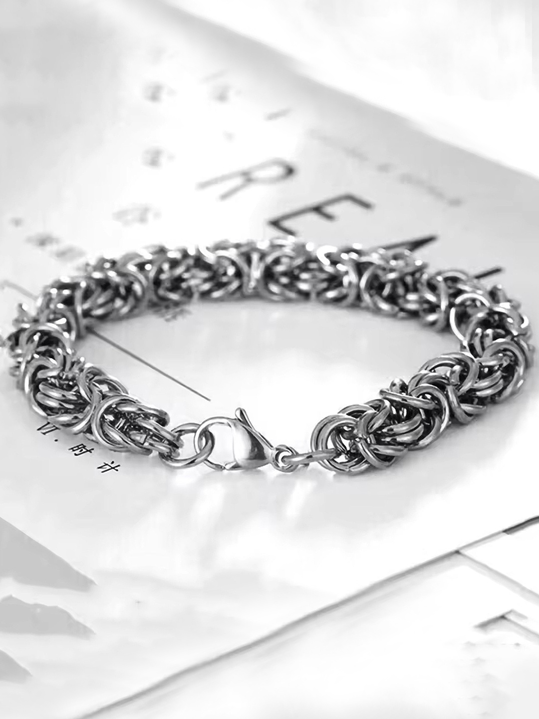 

Heer Collection Men Stainless Steel Link Bracelet, Silver