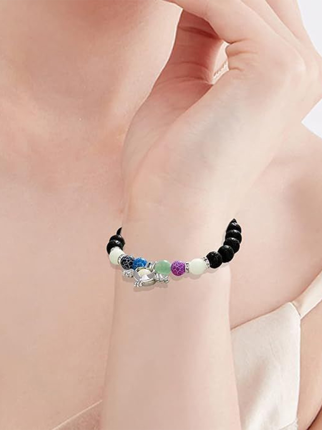 

Heer Collection Unisex Beaded Wood Elasticated Bracelet, Black