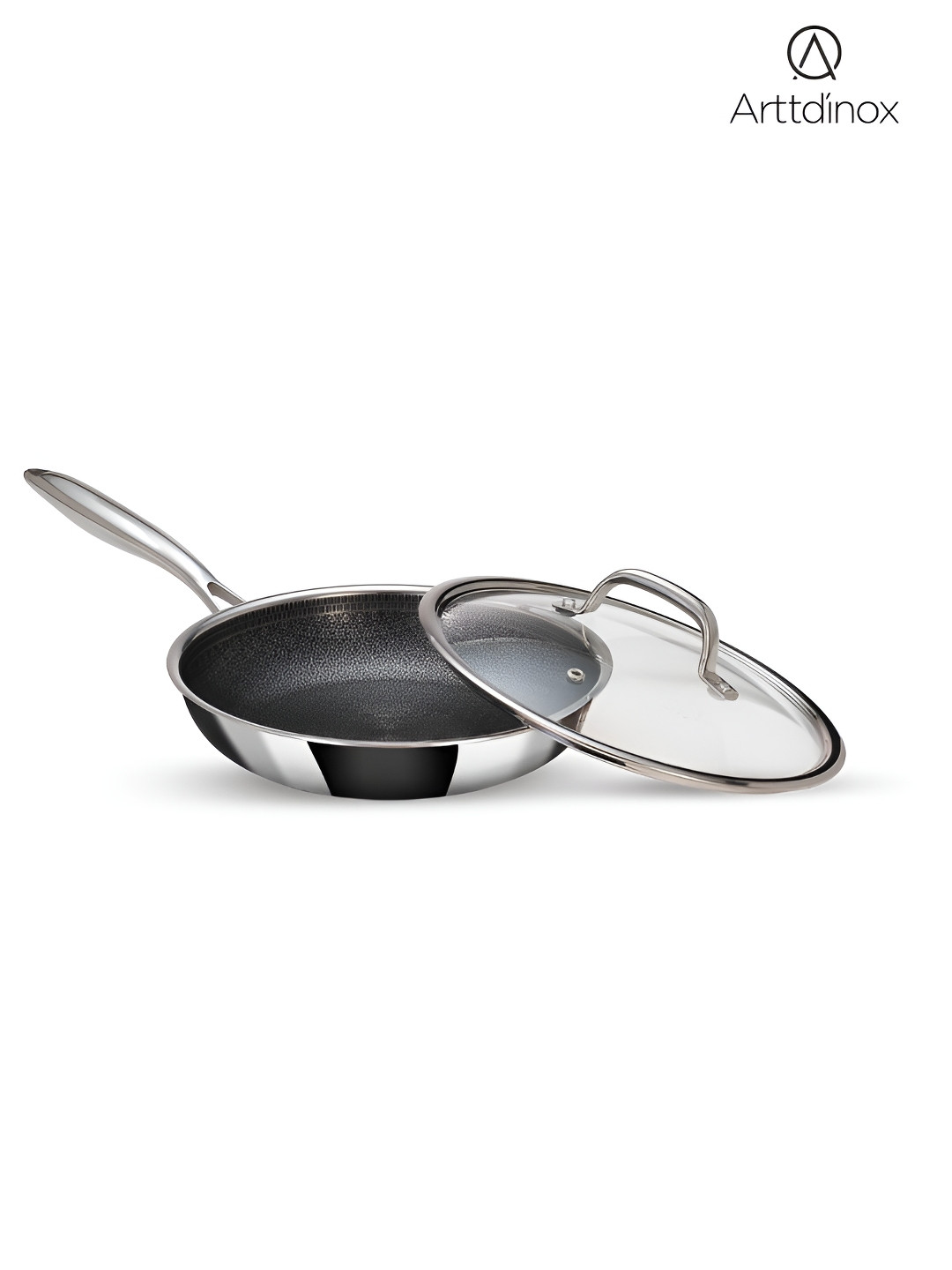 

ARTTDINOX Stellar Silver Toned Triply Stainless Steel Dishwasher Safe Frying Pan 2.1L