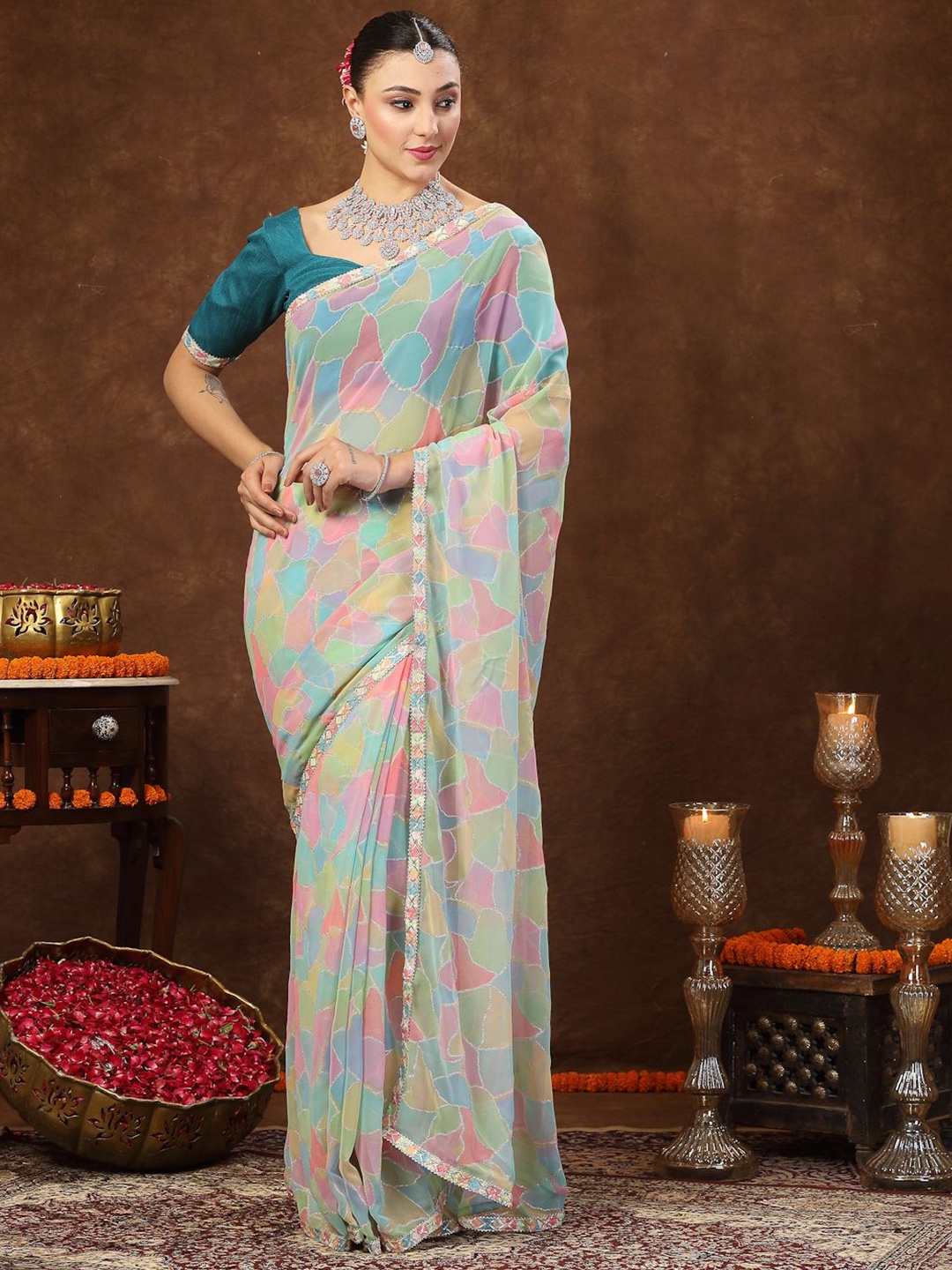 

Stylum Embroidered Saree, Blue