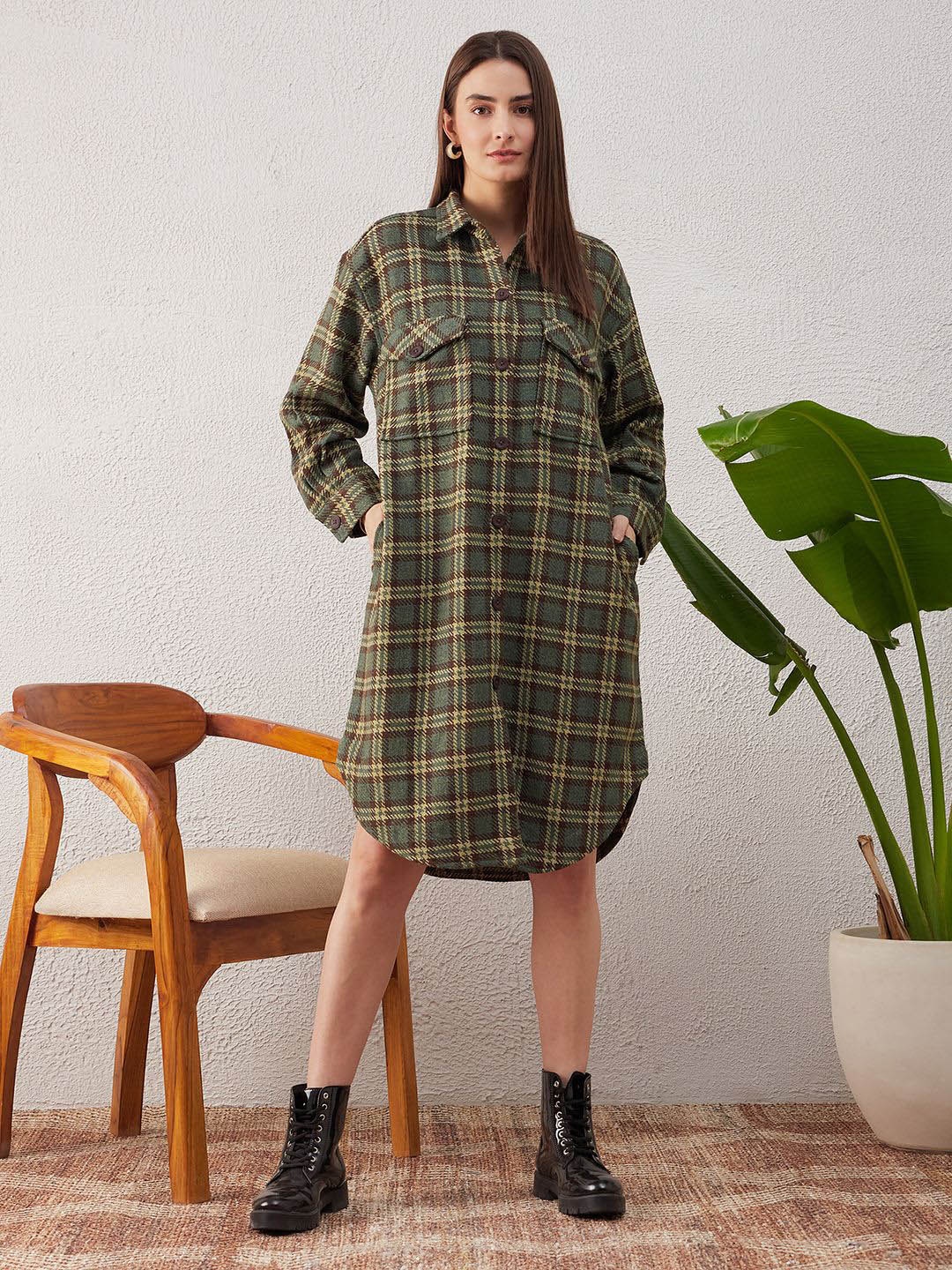 

STADO Women Smart Tartan Checks Opaque Checked Semiformal Shirt, Green