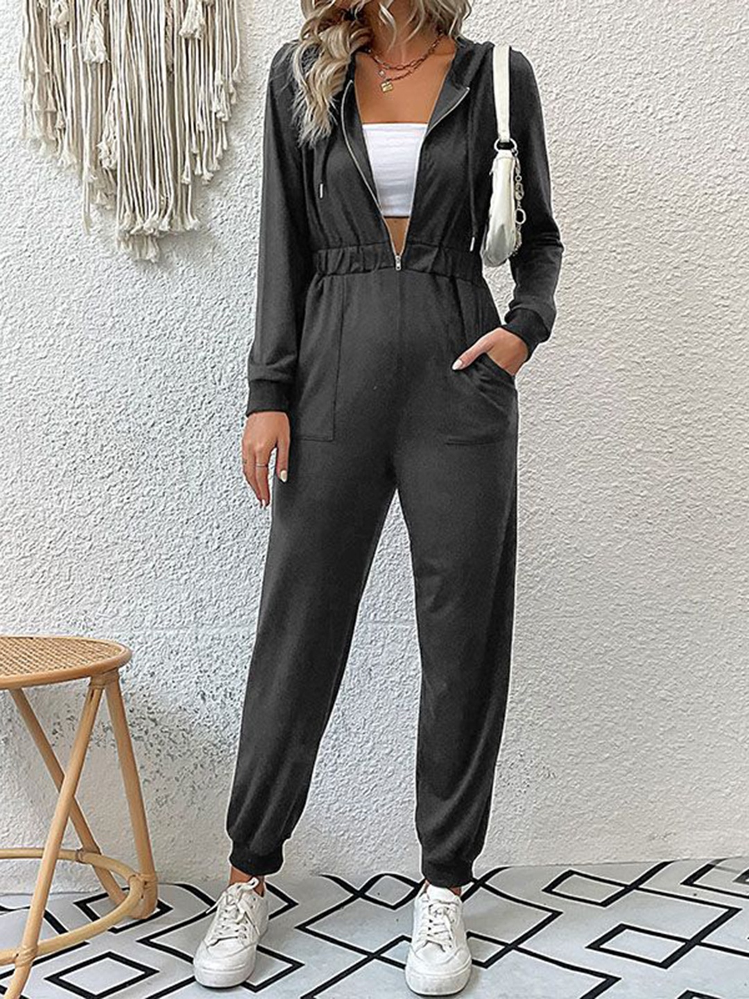 

HERE&NOW Women Basic Jumpsuit, Grey