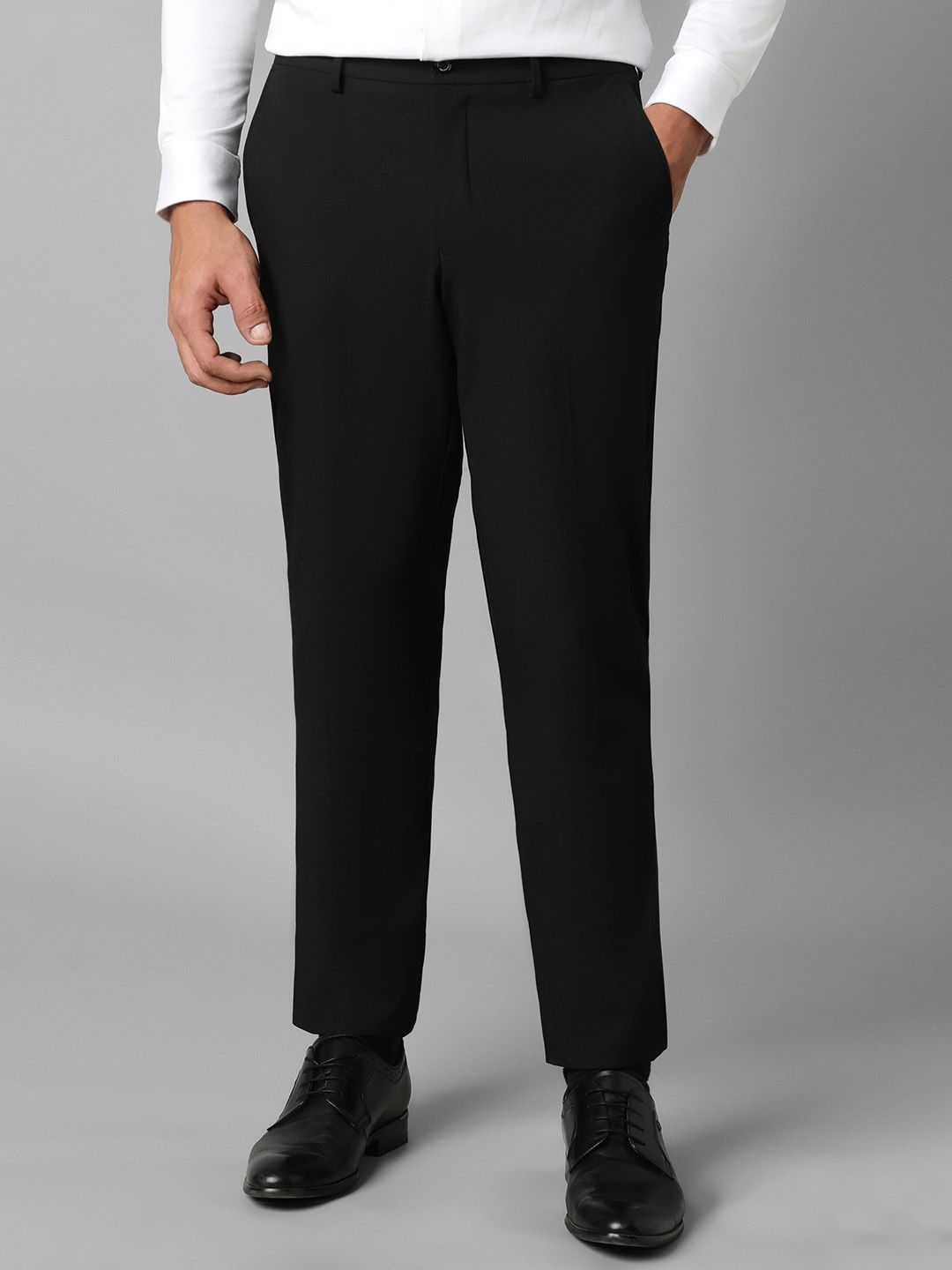 

Louis Philippe Men Mid-Rise Slim Fit Formal Trousers, Black