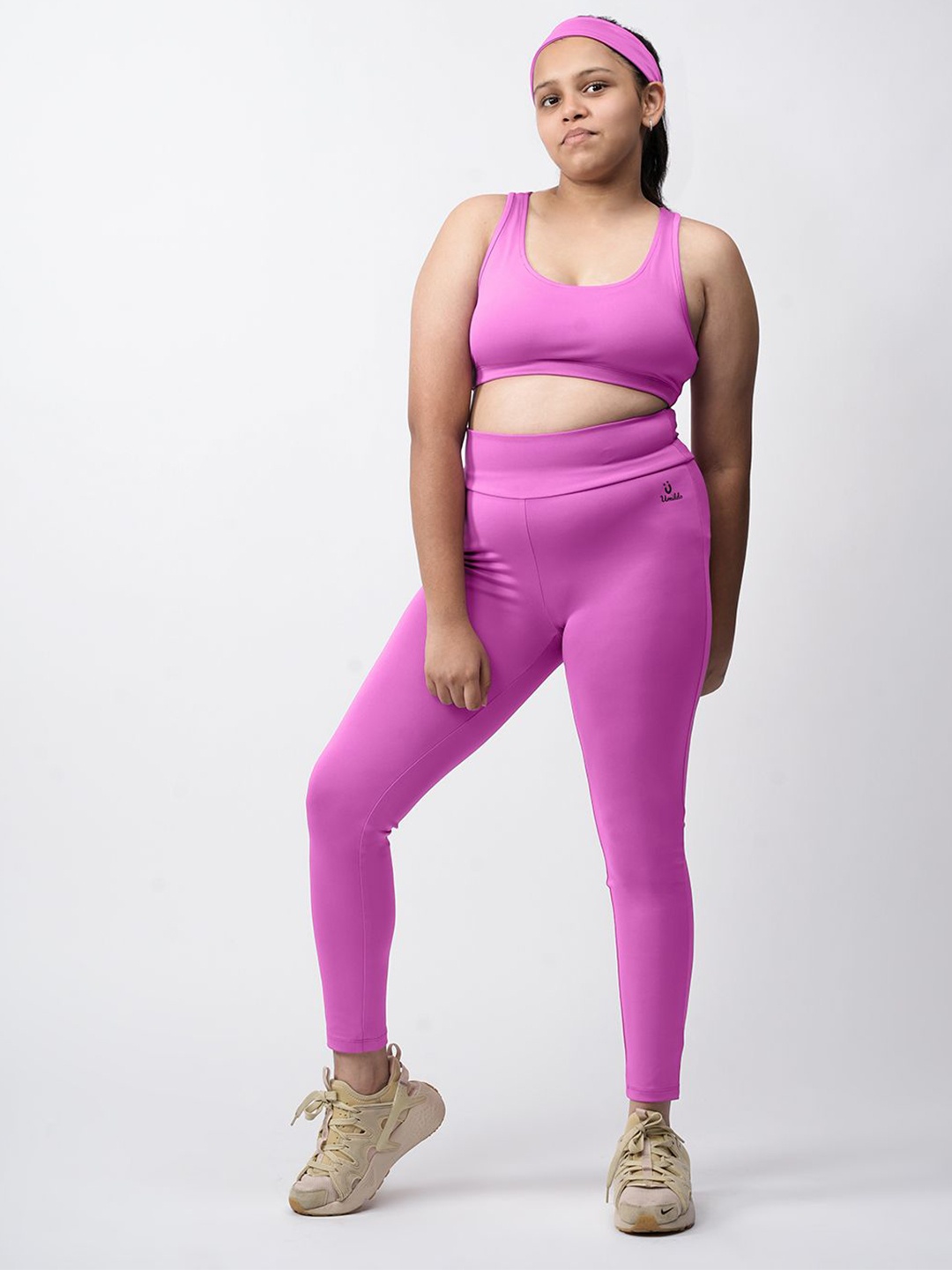 

UMILDO Girls Printed Round Neck T-shirt With Leggings, Magenta