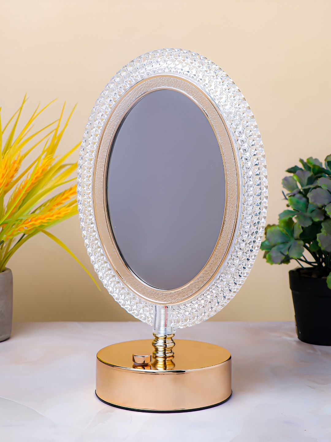

Archies White & Rose Gold Self Design Oval Shaped Table Photo Frame