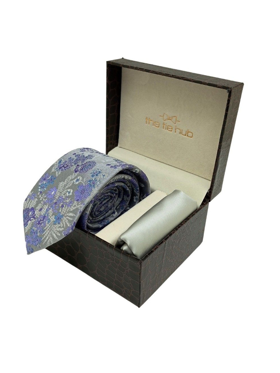 

The Tie Hub Men Accessory Gift Set Of Tie & Pocket Square, Purple