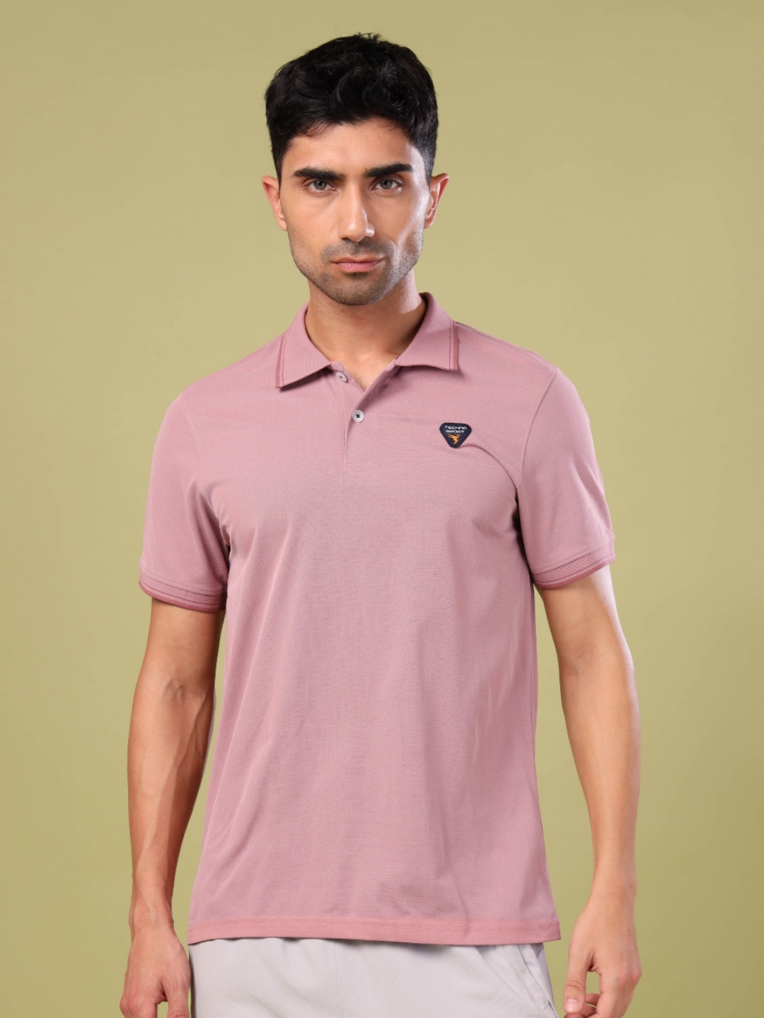 

Technosport Men UPF50 Solid Polo Collar Slim Fit T-shirt, Pink